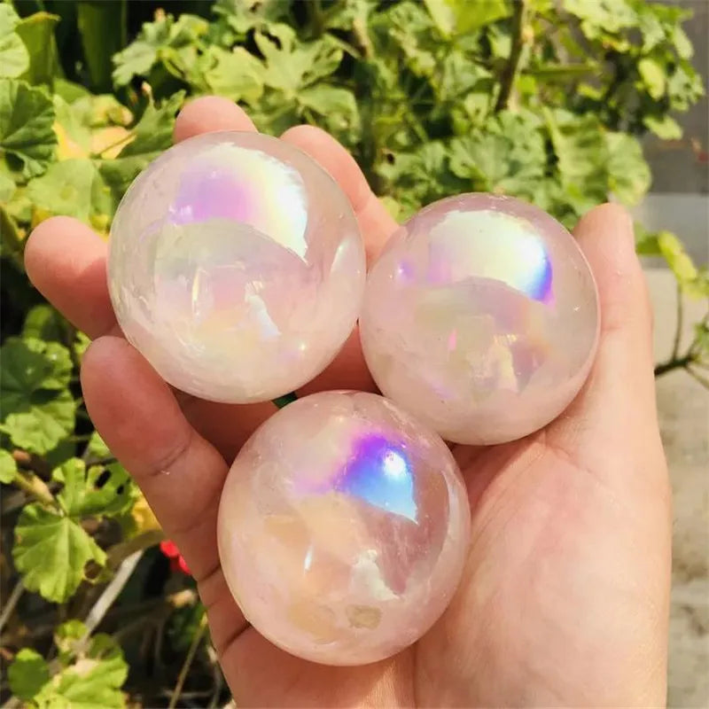 angel aura rose quartz crystals ball natural stones and minerals gemstone sphere home decoration feng shui crafts 1pc
