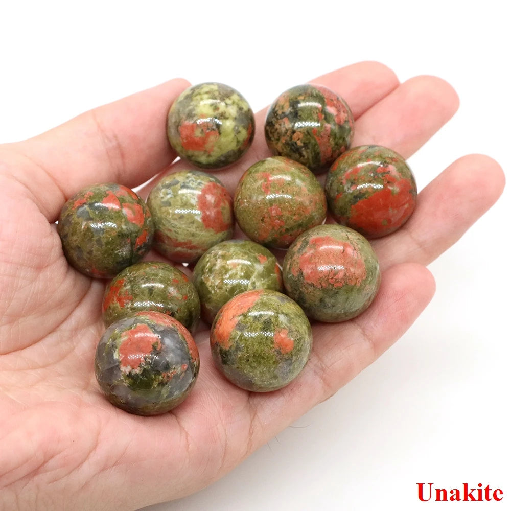 20mm Natural Stone Round Ball Rose Quartz Non-Porous Crystal Bead DIY Gems Sphere for Necklace Bracelet Making Jewelry Wholesale