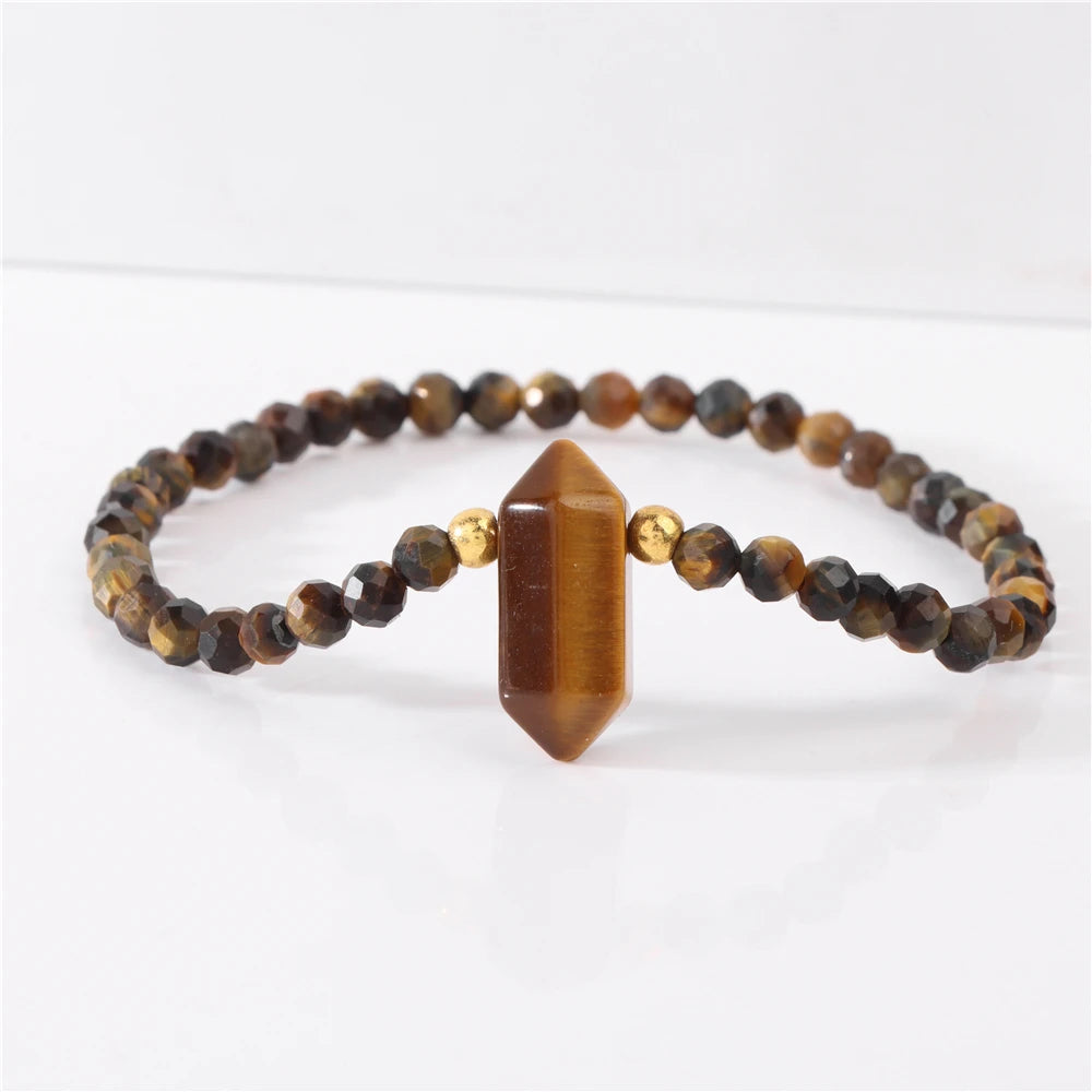 Hexagonal Rose Quartzs Charm Bracelet Natural Stone Crystal Faceted Beads Bracelets For Women Men Meditation Exquisite Jewelry