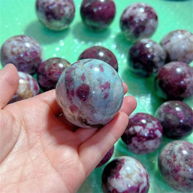Natural Gemstone Pink Crystal Ball, Rose Flower, Tourmaline Quartz Sphere for Decoration