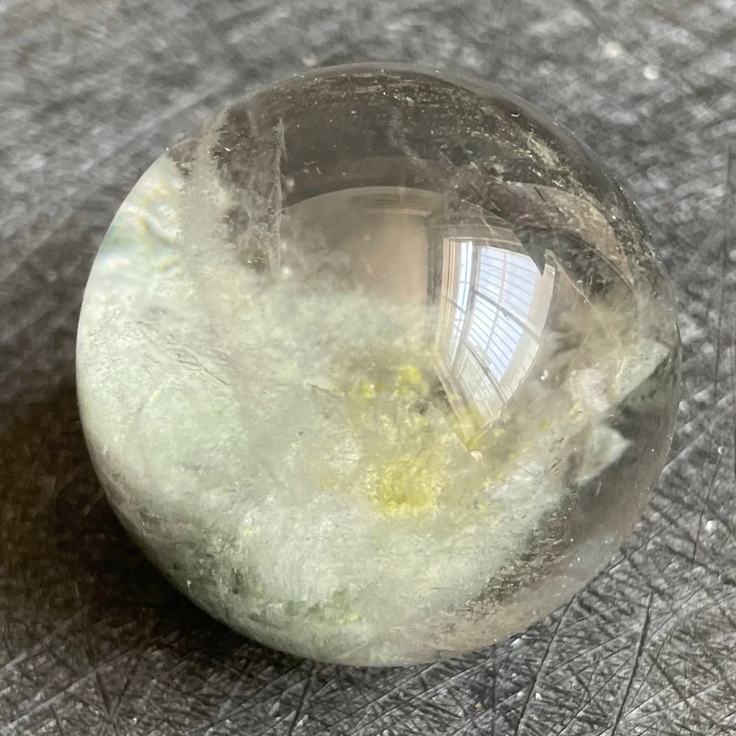104g Natural Stone Crystal Ball Green Phantom Rock Decoration Rough Polished Garden Quartz Sphere Healing 2