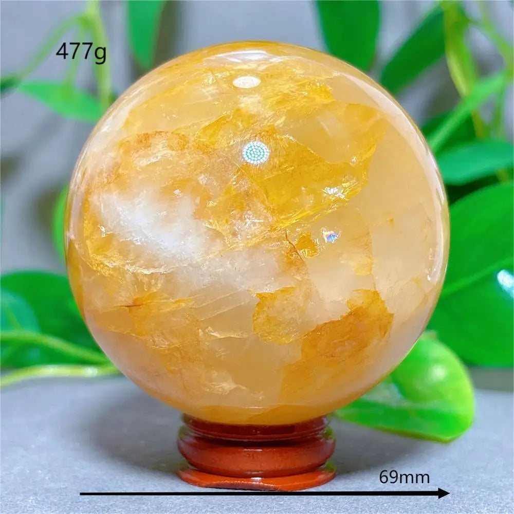 Golden Healer Sphere Crystal Natural Quartz Stone Home Decoration Minerals Love Beautiful Craft Gifts Energy Healing +Stand
