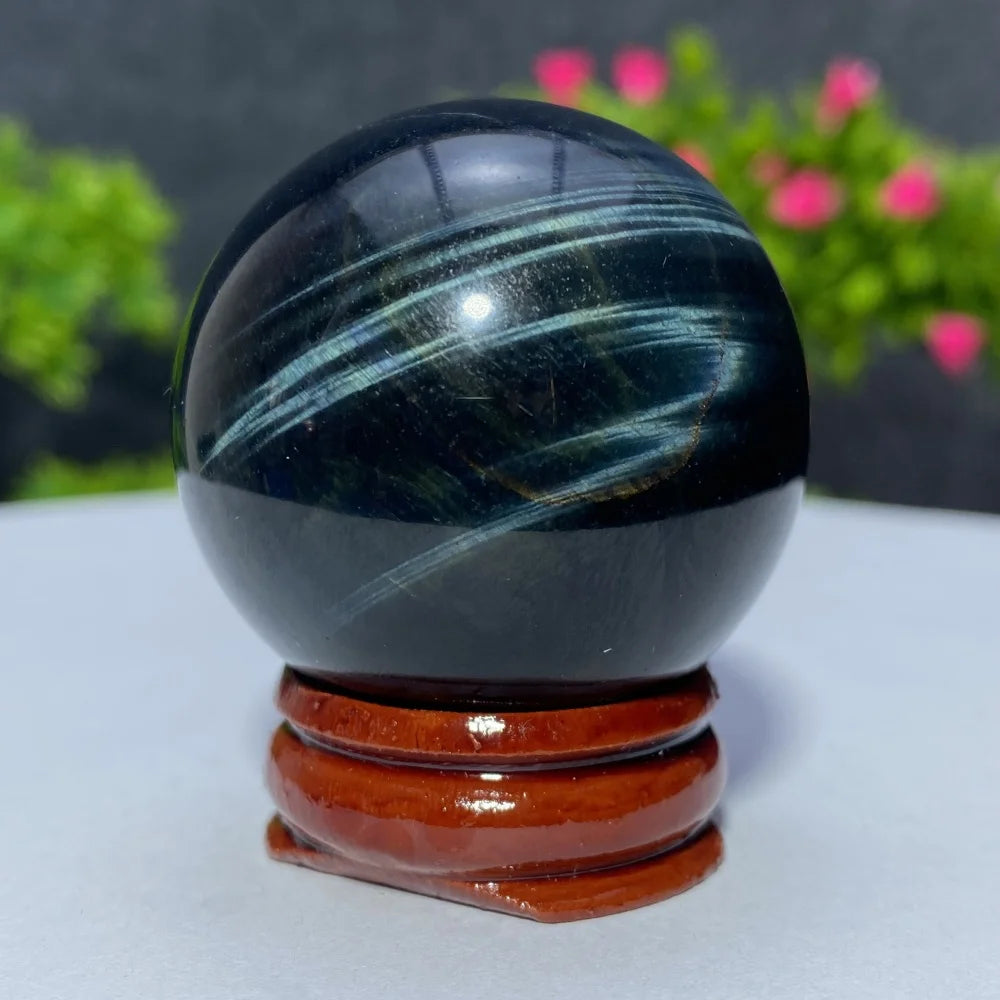 Blue Yellow Tiger Eye Ball Natural Crystal Sphere Mineral Gem Specimen Spiritual Meditation Reiki Healing Stone Home Decoration