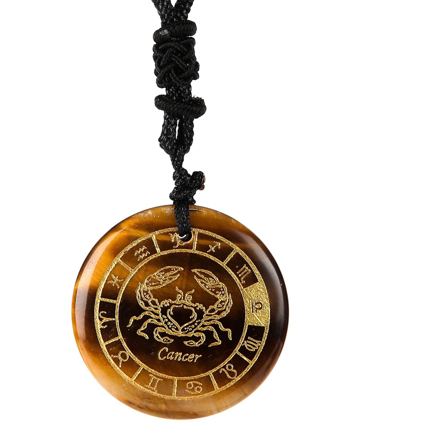 1 Piece Natural Chakra Semi-precious Tiger Eye Stone Engraved Crystal Reiki Healing Constellations Pendant Necklace