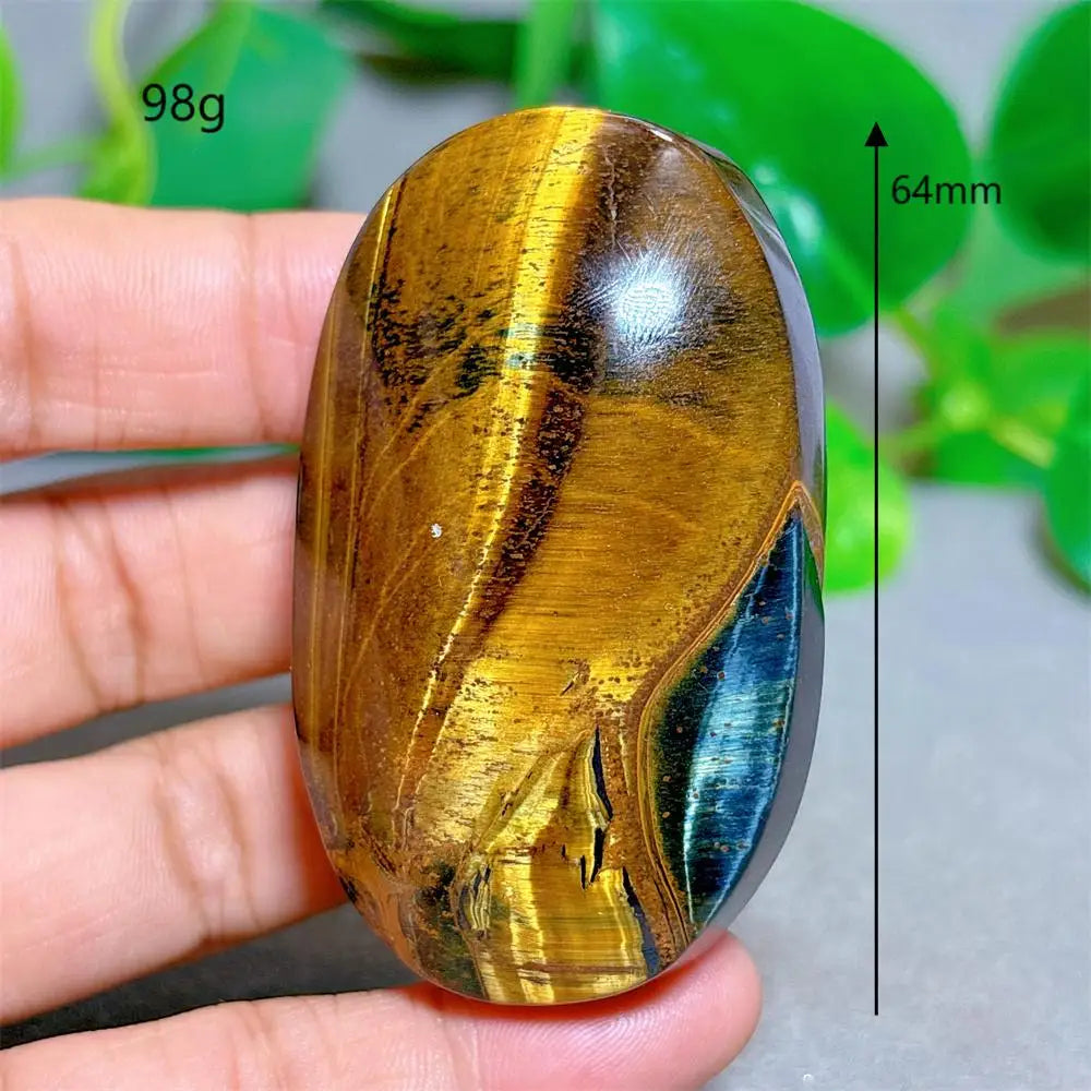 Blue Yellow Tiger Eye Palm Crystal Natural Stone Quartz Stone Minerals Home Decoration Reiki Craft Gifts Energy Healing Luck