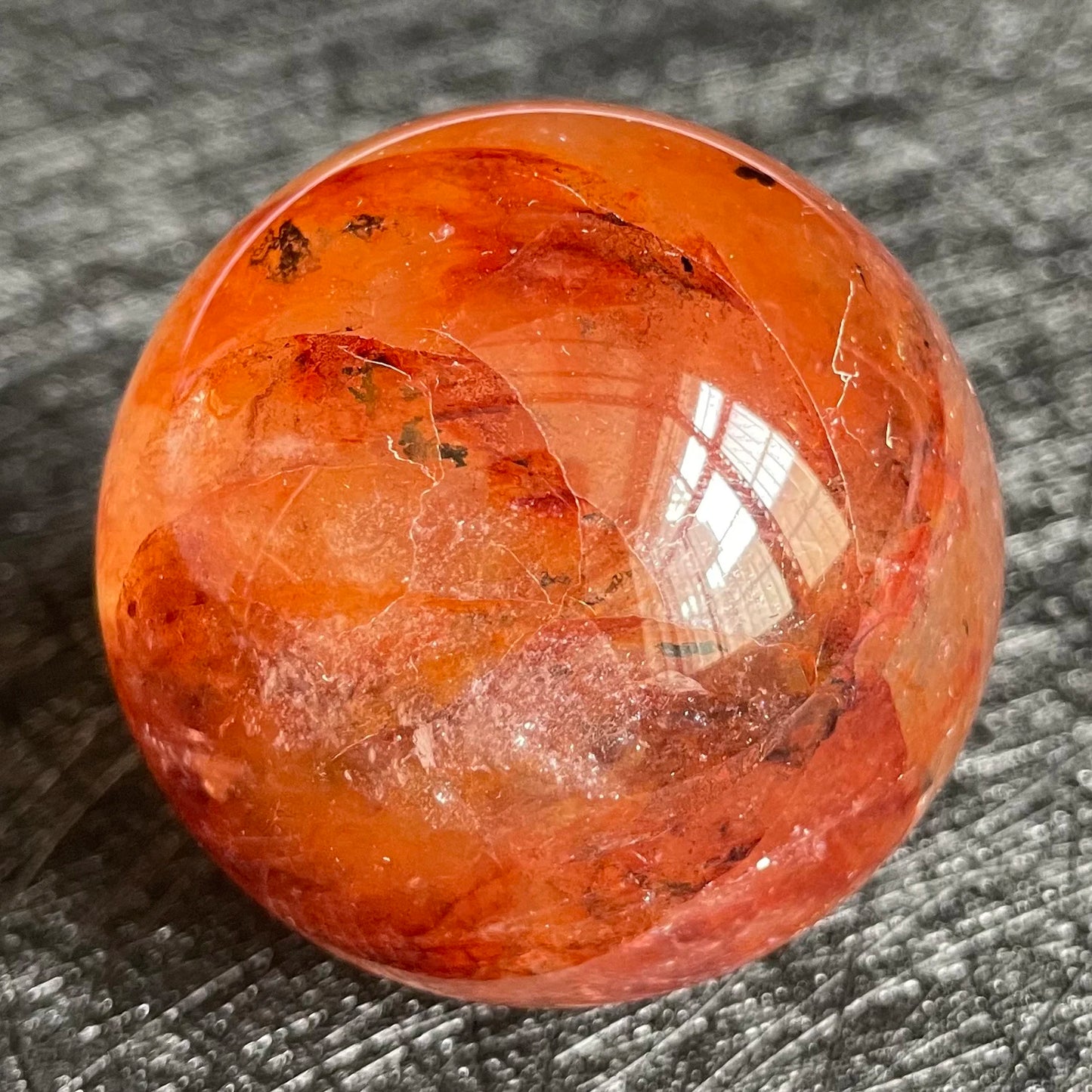 143g Natural Stone Fire Quartz Crystal Ball Rainbow Quartz Sphere Polished Rock Reiki Healing B13