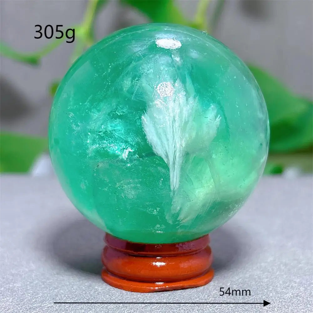 Feather Fluorite Sphere Crystal Natural Stone Quartz Stone Minerals Home Decoration Reiki Craft Gifts Energy Healing Love Luck