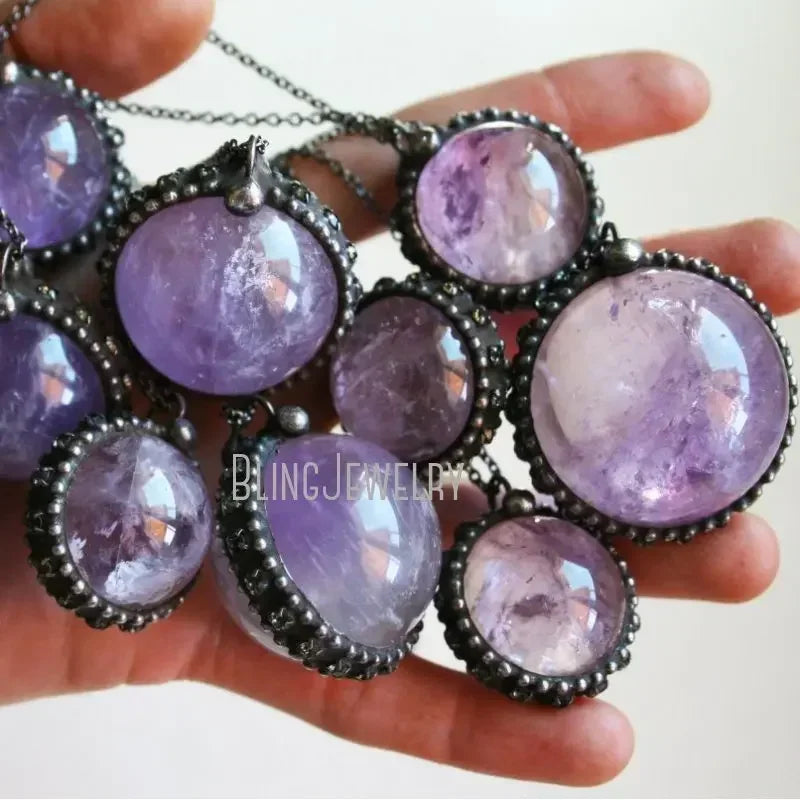 10pcs WitchCraft Collar Arcane Tiki Quartz Fluorite Obsidian Crystal Sphere Ball Talisman Necklace Goth Amulet Women Y2K Jewelry