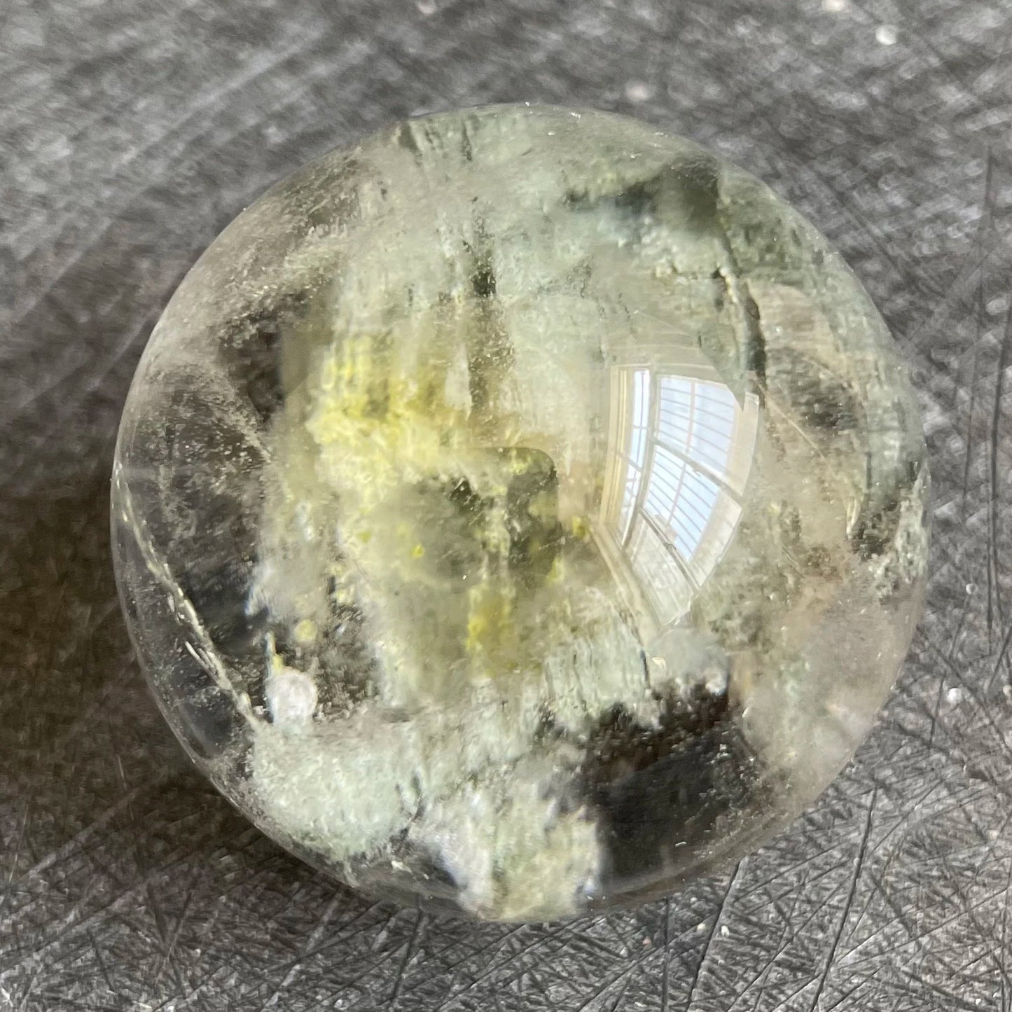 104g Natural Stone Crystal Ball Green Phantom Rock Decoration Rough Polished Garden Quartz Sphere Healing 2