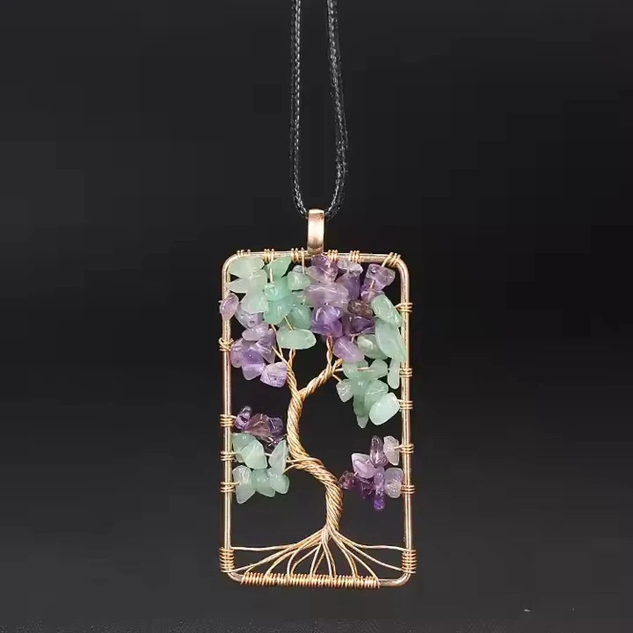 Custom Wholesale Chakra Creative Necklace Gemstone Charm Round Shape Lifetree Pendant Family tree of life in Jaipur Necklace