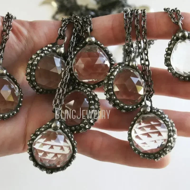 10pcs WitchCraft Collar Arcane Tiki Quartz Fluorite Obsidian Crystal Sphere Ball Talisman Necklace Goth Amulet Women Y2K Jewelry