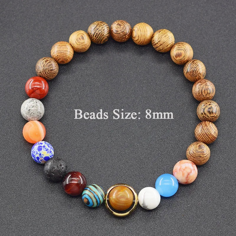 Hot Selling Cosmic Solar System Bracelet Eight Planets Sun Mercury Venus Earth Moon Mars Jupiter SaturnUranus Neptune Friendship Bracelet Handmade Jewelry Accessories