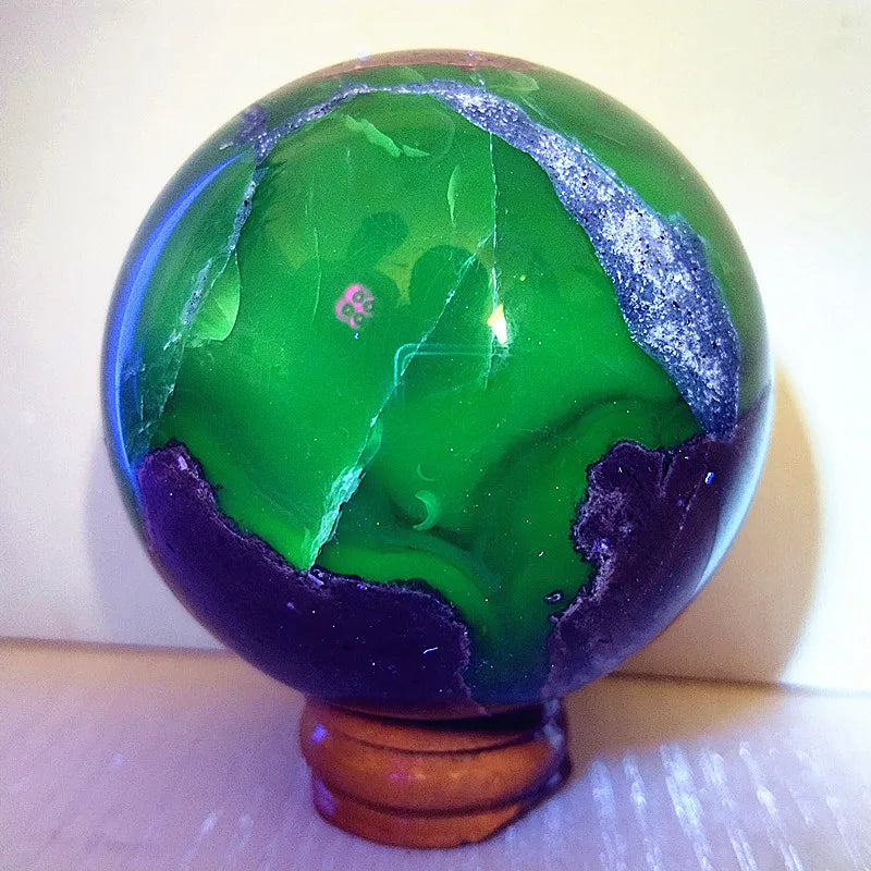 Natural Stone Fluorescence Agate Crystal Ball Gemstone Sphere Feng Shui Wicca Energy Spiritual Reiki Healing Crystals Home Deco