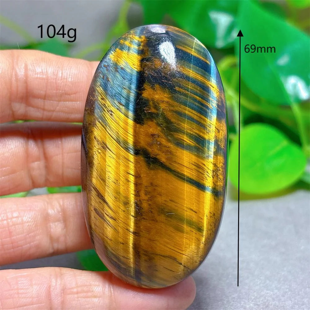 Blue Yellow Tiger Eye Palm Crystal Natural Stone Quartz Stone Minerals Home Decoration Reiki Craft Gifts Energy Healing Luck