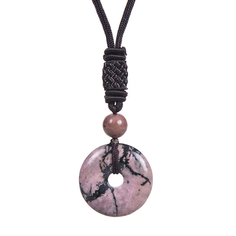 1 Chakra Healing Tiger Eye Amethyst Rose Quartz Clear Quartz Howlite Green Aventurine Amazonite Red Jasper Carnelian Lapis Lazuli Rhodonite Doughnut Necklace Spiritual
