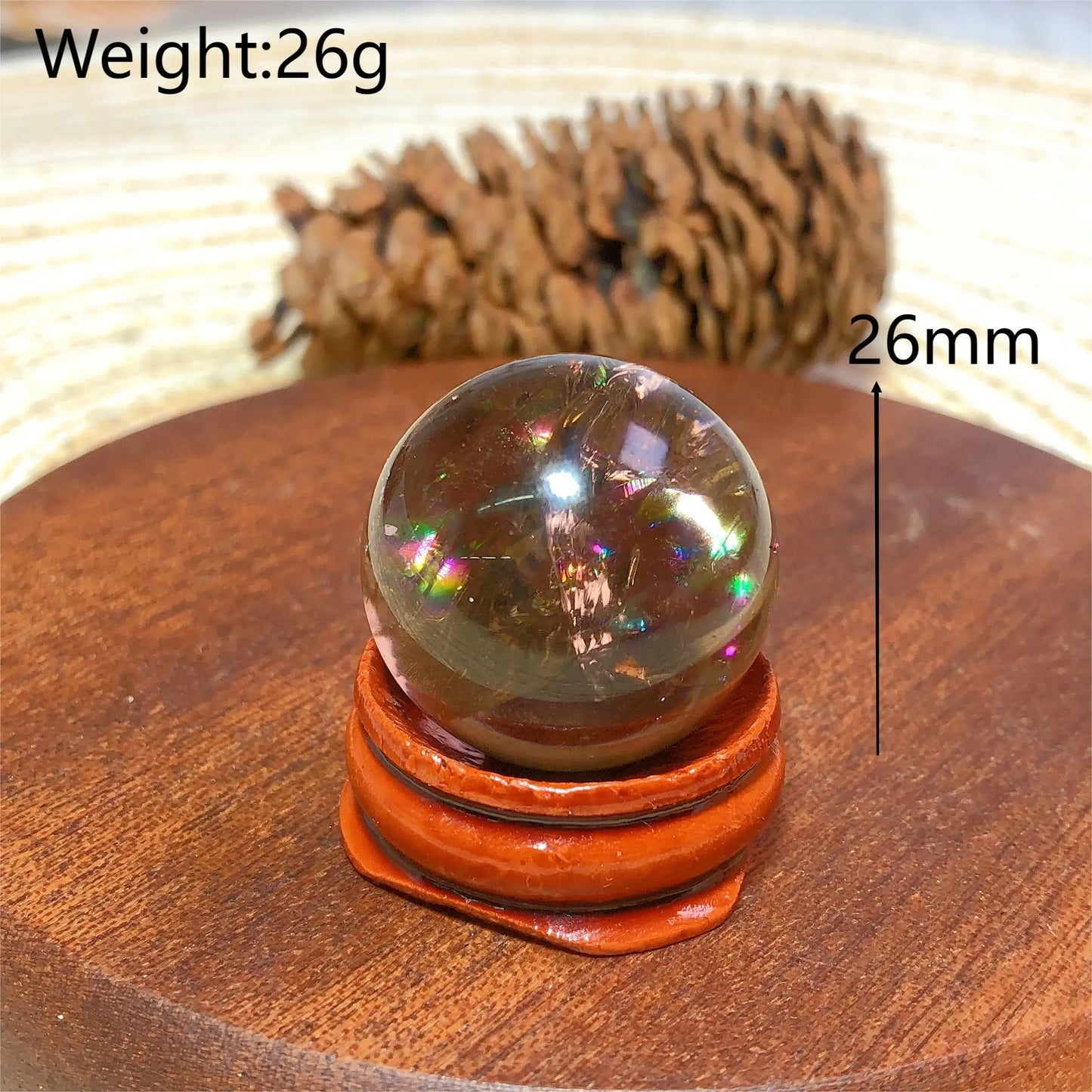Natural Crystals Smokey Quartz Mini Rainbow Sphere Cute Size Carckle Ball Home Decorations Polished Mineral Energy Precious Gift