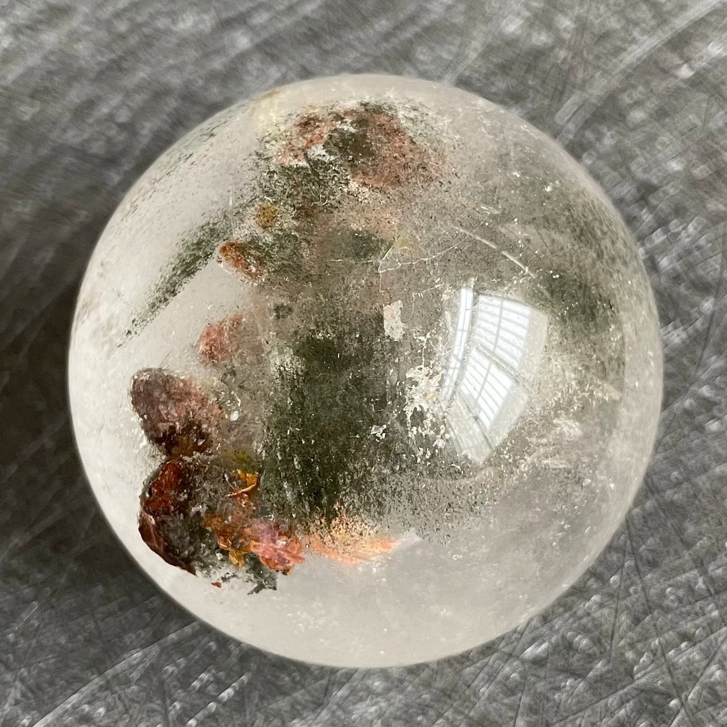 170g Natural Stone Crystal Ball Green Phantom Rock Decoration Rough Polished Garden Quartz Sphere Healing