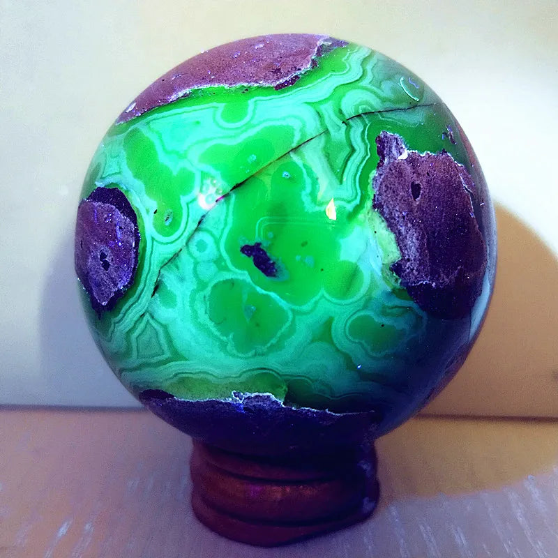 Natural Stone Fluorescence Agate Crystal Ball Gemstone Sphere Feng Shui Wicca Energy Spiritual Reiki Healing Crystals Home Deco