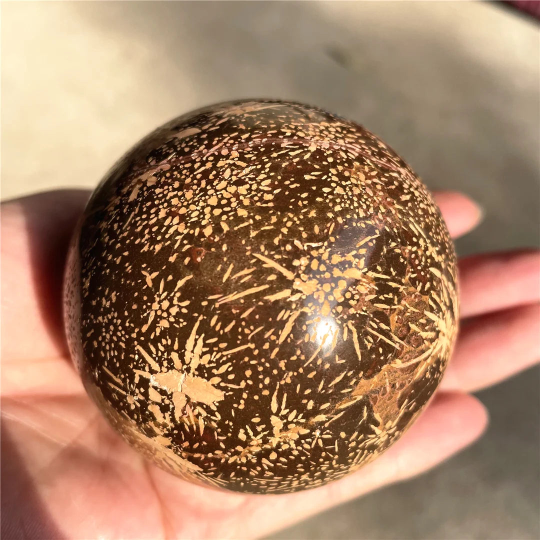 Rare Natural Astrophyllite Quartz Orange Fireworks Crystal Stone Spheres Ornament For Healing Decorations Ball Gemstones Selling