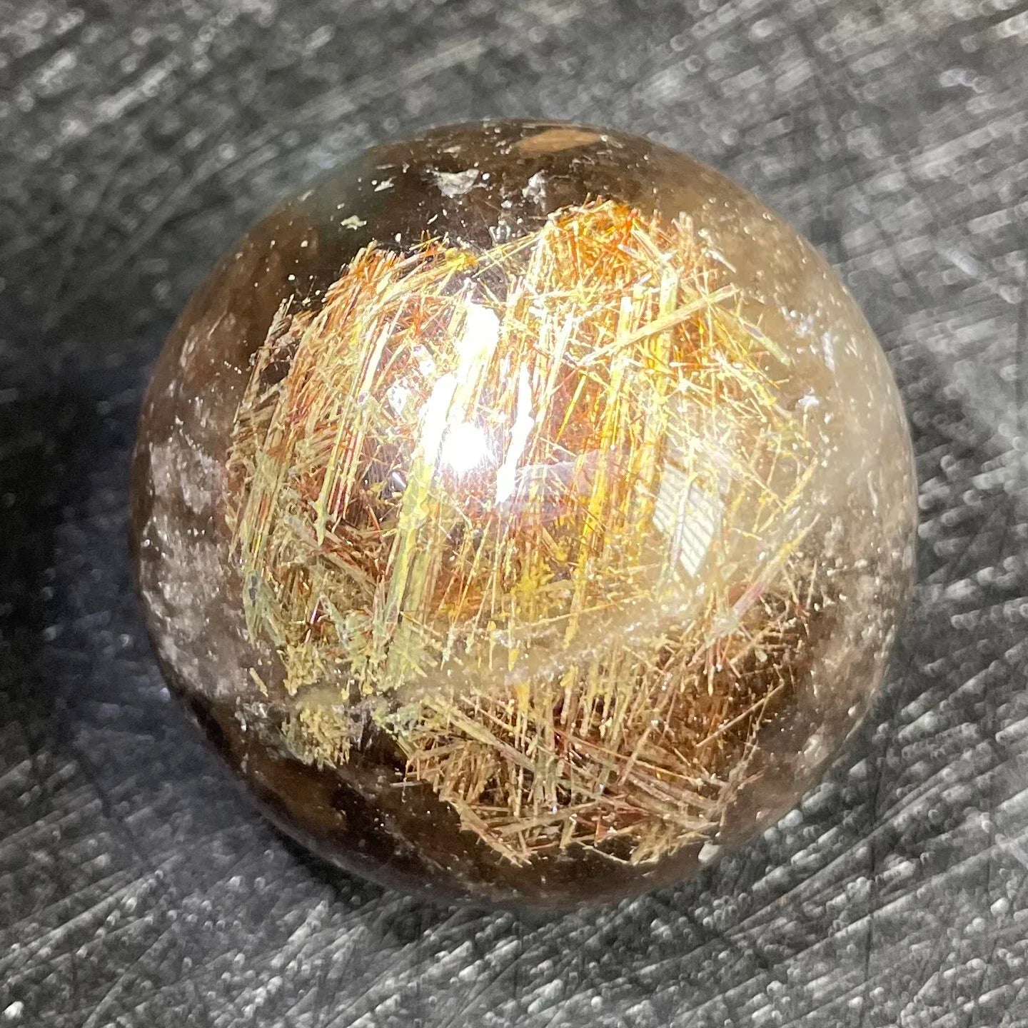 Natural Stone Golden Quartz Rutilated Sphere Polished Crystal Ball Decoration Rock Gift Reiki Healing