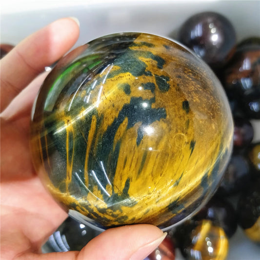 High Quality Natural Yellow Flashing Tiger Eye Stone Crystal Quartz Ball Sphere Ornament Feng Shui Gem Indie Jewelry Decor Salon