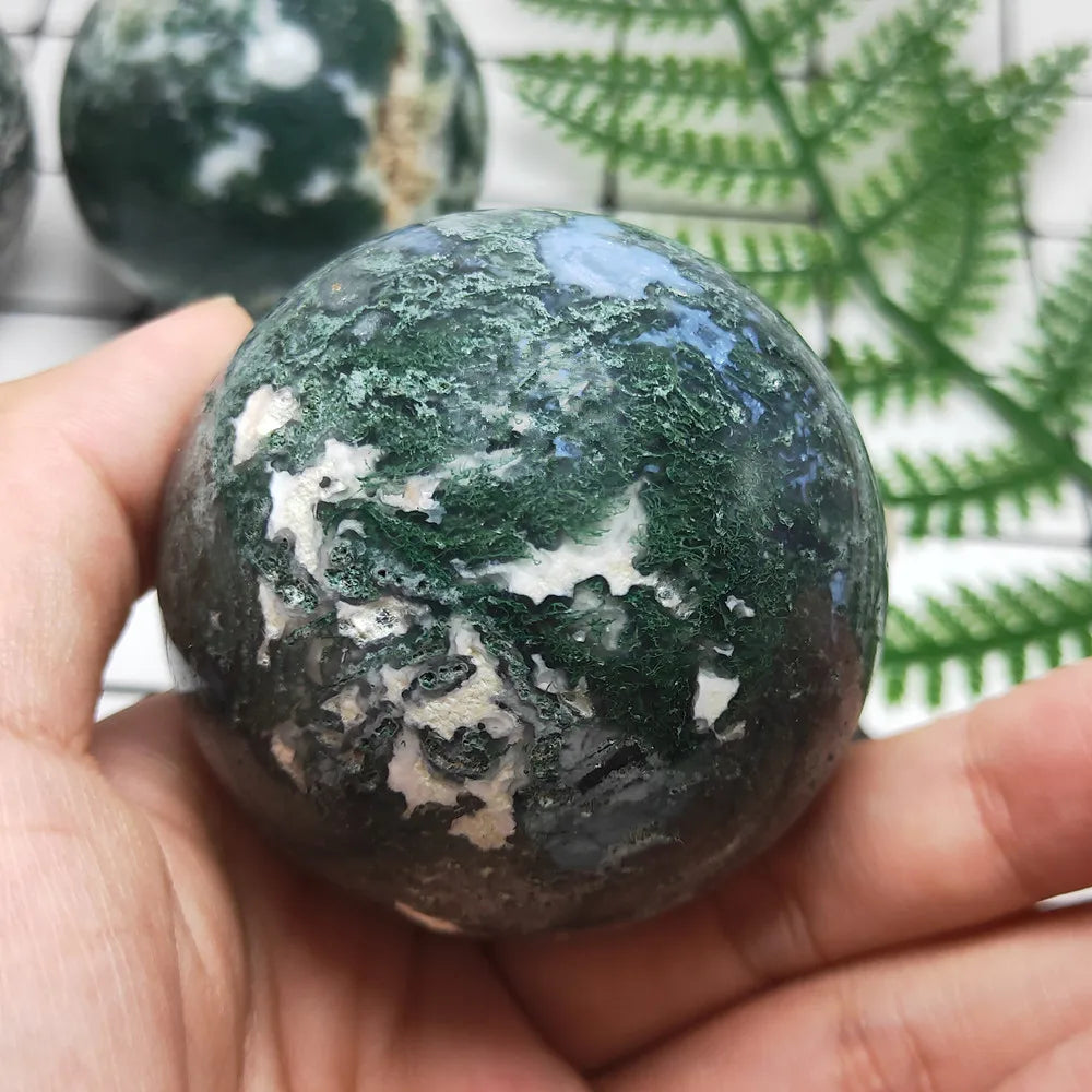55-65 mm Natural moss agate Crystal sphere Ocean Grass Agate quartz gemstone ball Reiki healing 1pcs
