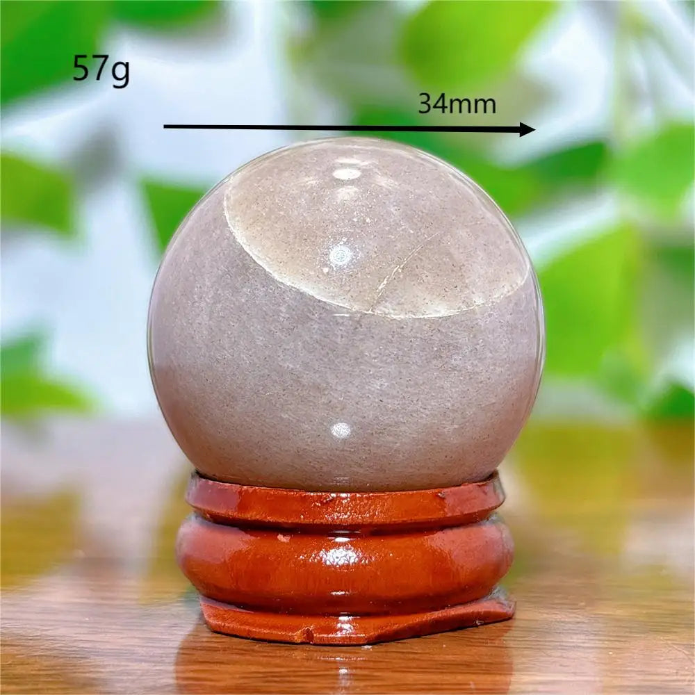 Moonstone With Gold Sun Sphere Crystal Natural Stone Quartz Home Decoration Minerals Reiki Craft Gifts Energy Healing Spiritual