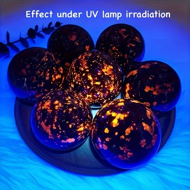 Natural Flamestone Crystal Ball Ornament - UV Reactive Yooperlite Sodalite Sphere - Handcrafted Polished for Home DecoMeditation