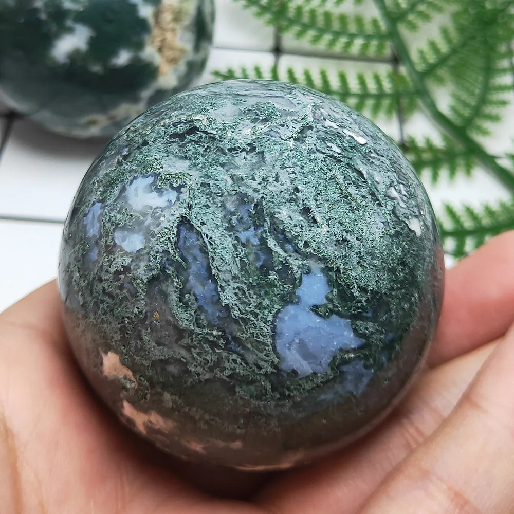 55-65 mm Natural moss agate Crystal sphere Ocean Grass Agate quartz gemstone ball Reiki healing 1pcs