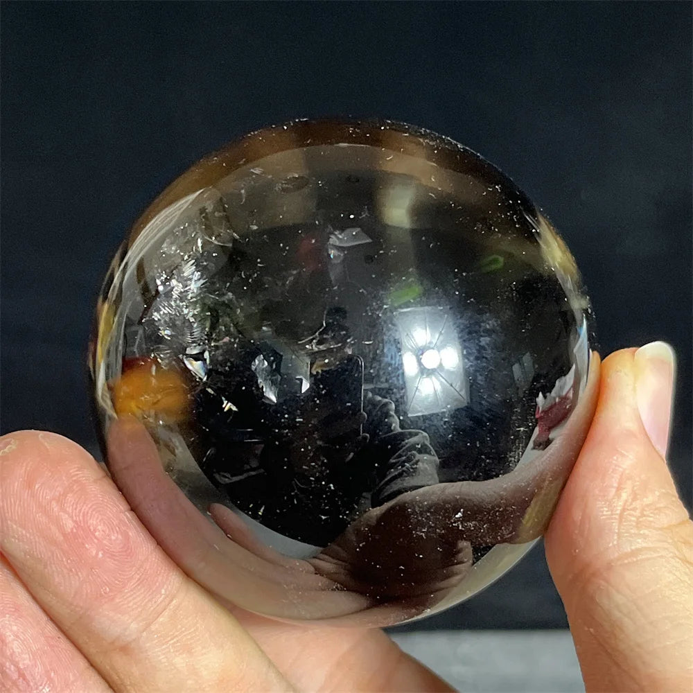 Smokey Crystal Natural Sphere Ball Rainbow Stone Quartz Pyramid Gemstone Mineral Polished Home Gem Decoration Geode +Stand
