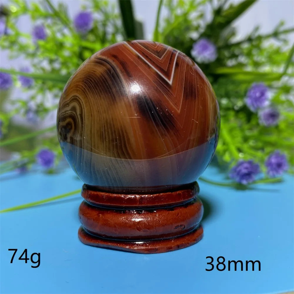 Natural Crystal Sardonyx Winding Agate  Ball Mineral Specimen Smooth  Quartz Sphere  Reiki Healing Gift Stone Home Decoration