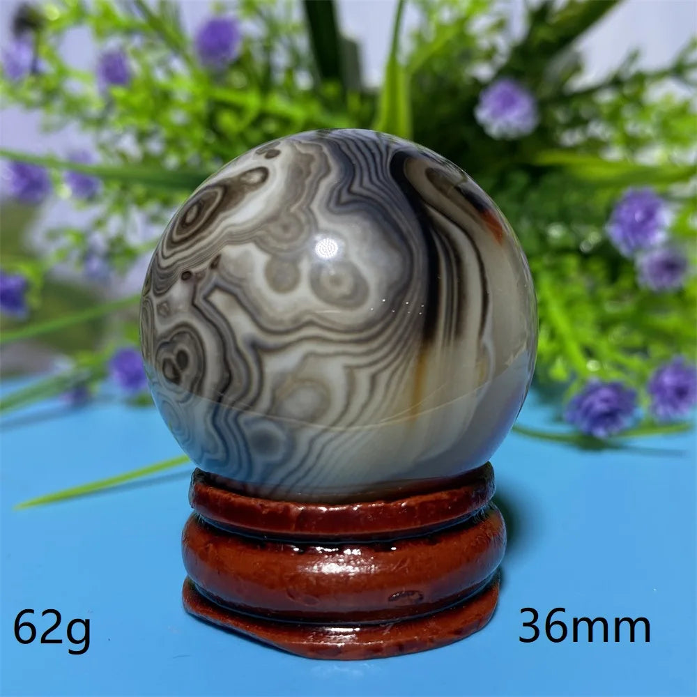 Natural Crystal Sardonyx Winding Agate  Ball Mineral Specimen Smooth  Quartz Sphere  Reiki Healing Gift Stone Home Decoration