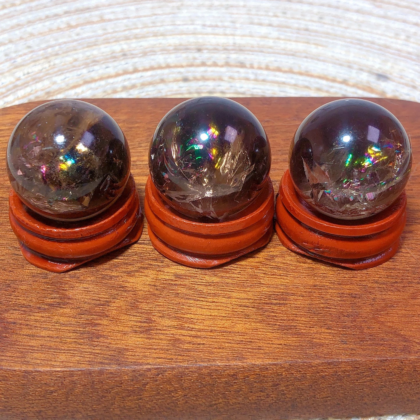 Natural Crystals Smokey Quartz Mini Rainbow Sphere Cute Size Carckle Ball Home Decorations Polished Mineral Energy Precious Gift