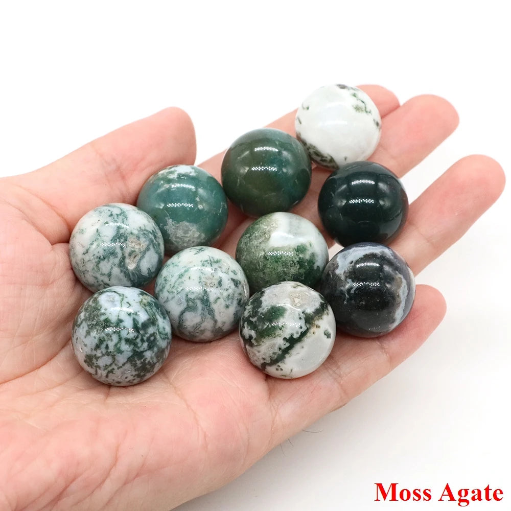 20mm Natural Stone Round Ball Rose Quartz Non-Porous Crystal Bead DIY Gems Sphere for Necklace Bracelet Making Jewelry Wholesale