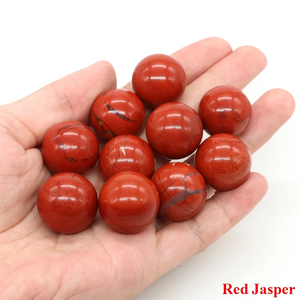 20mm Natural Stone Round Ball Rose Quartz Non-Porous Crystal Bead DIY Gems Sphere for Necklace Bracelet Making Jewelry Wholesale