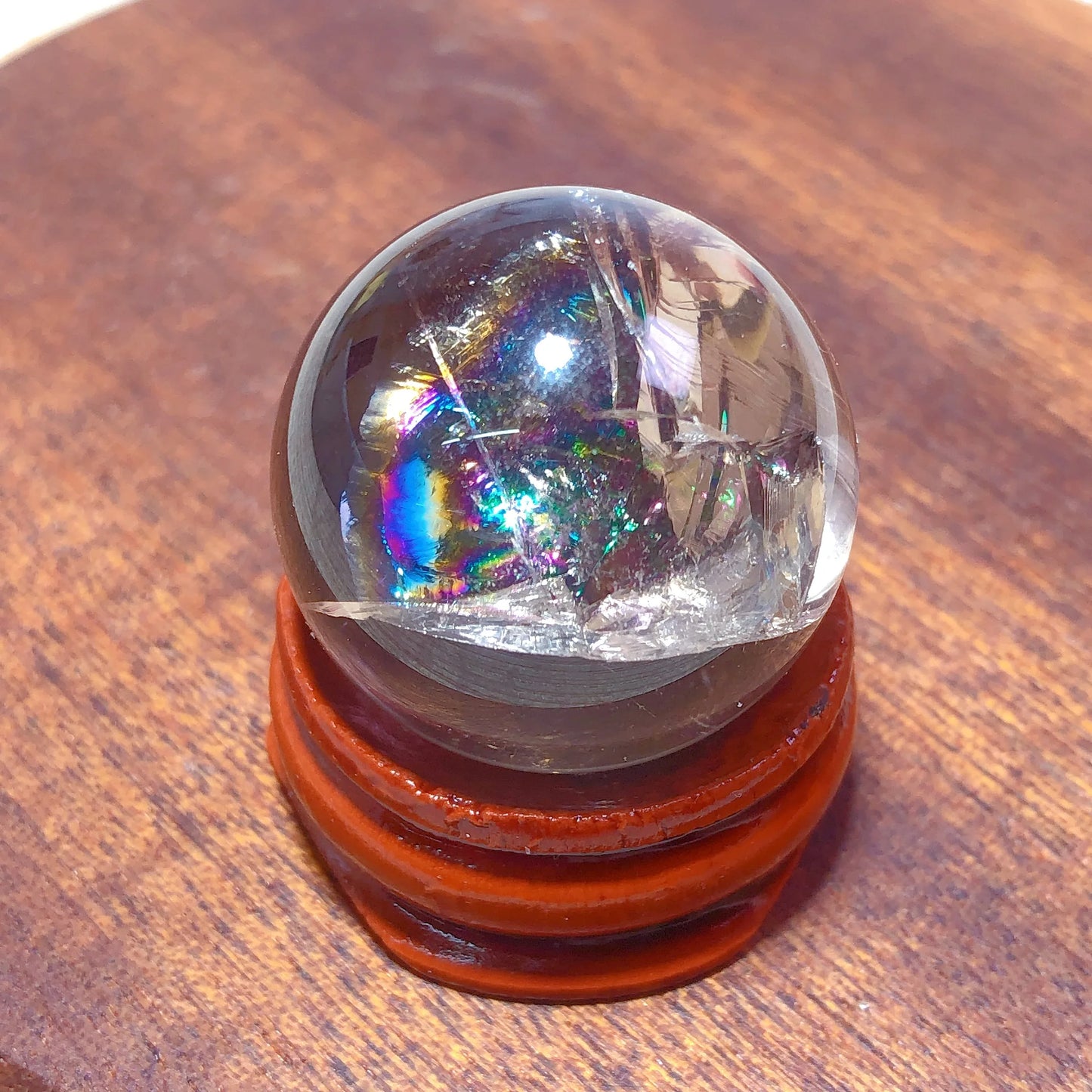 Natural Crystals Smokey Quartz Mini Rainbow Sphere Cute Size Carckle Ball Home Decorations Polished Mineral Energy Precious Gift
