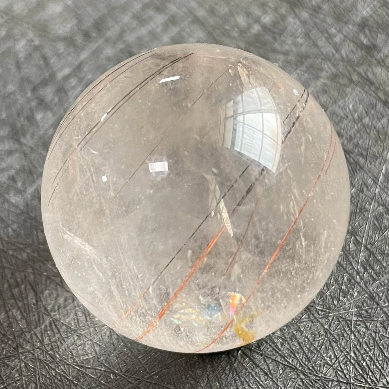 58g Natural Stone Quartz Rutilated Sphere Polished Crystal Ball Decoration Rock Gift Reiki Healing B281