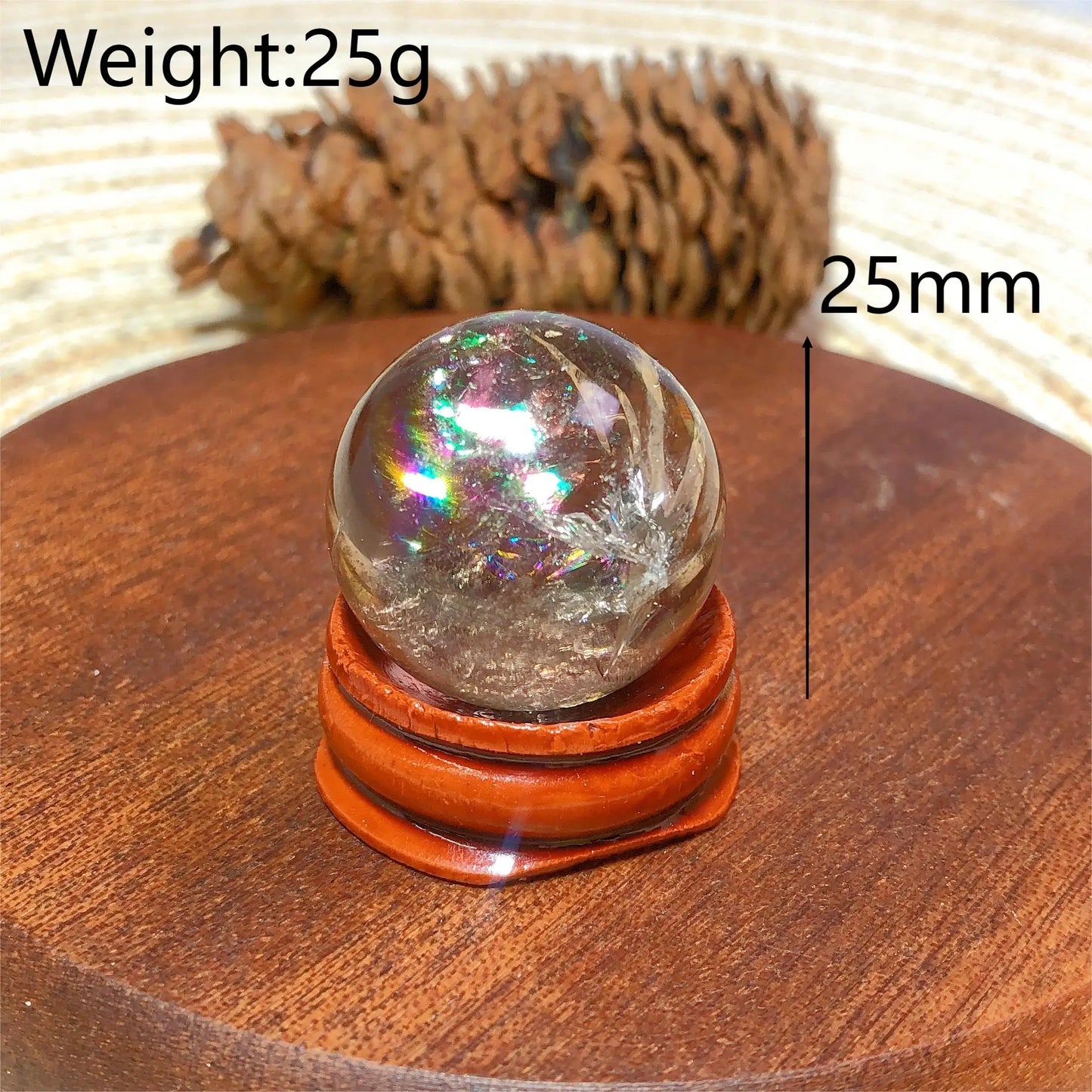 Natural Crystals Smokey Quartz Mini Rainbow Sphere Cute Size Carckle Ball Home Decorations Polished Mineral Energy Precious Gift