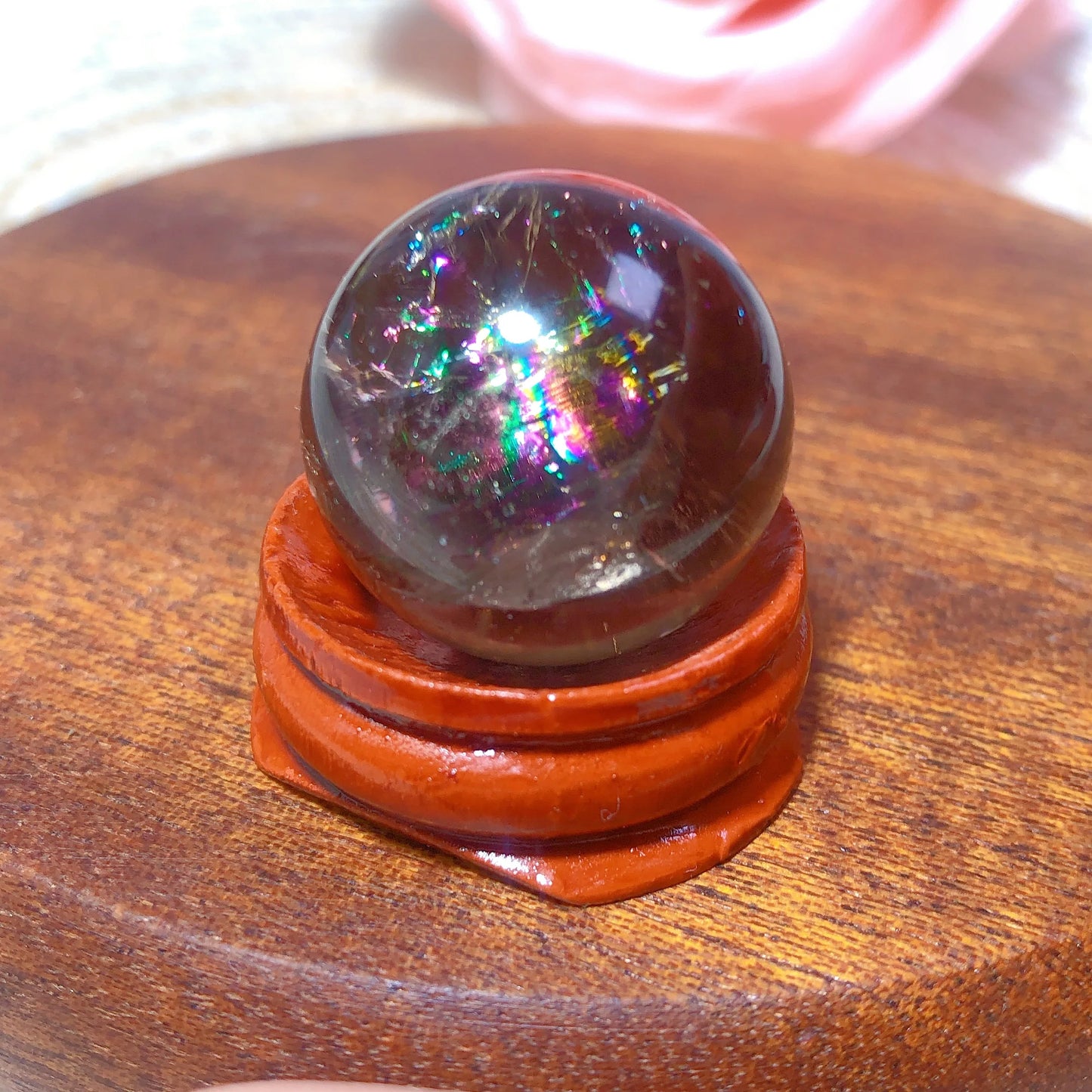 Natural Crystals Smokey Quartz Mini Rainbow Sphere Cute Size Carckle Ball Home Decorations Polished Mineral Energy Precious Gift