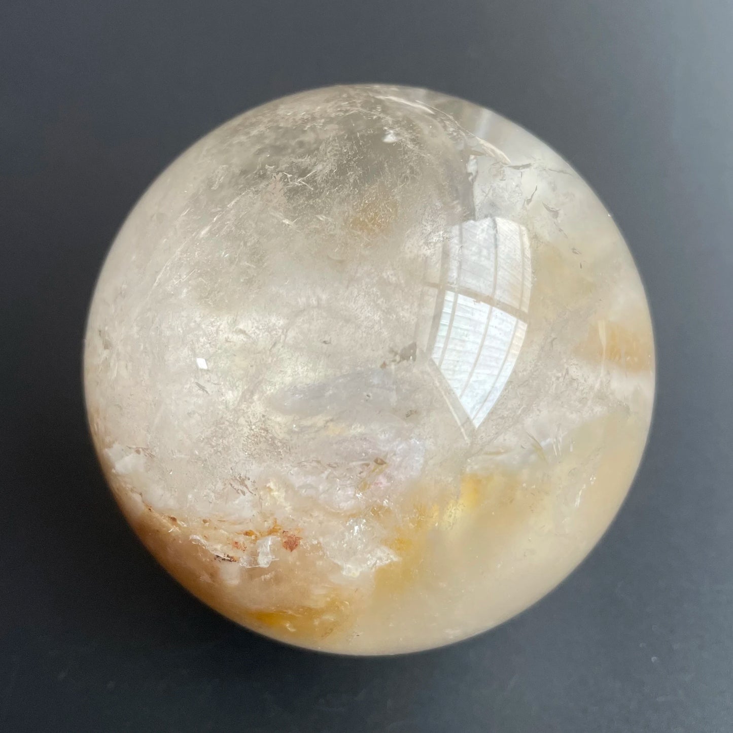 537g Natural Stone Quartz Rutilated Sphere Rabbit Hair Rainbow Crystal Ball Rock Decoration Rough Polished Healing D293