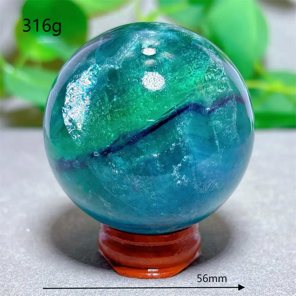 Feather Fluorite Sphere Crystal Natural Stone Quartz Stone Minerals Home Decoration Reiki Craft Gifts Energy Healing Love Luck