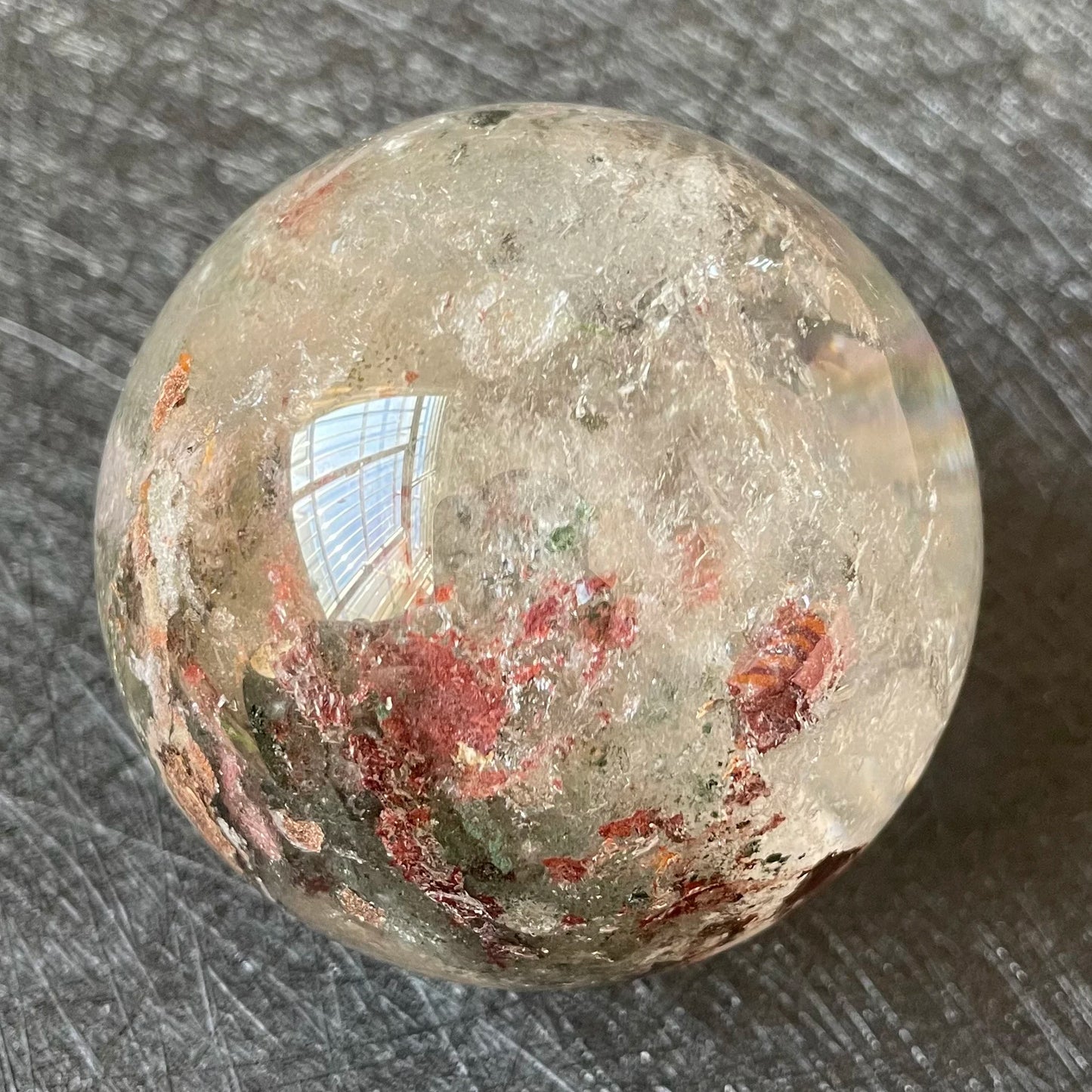 345g Natural Crystal Ball Green Phantom Sphere Tourmaline Rock Decoration Rough Polished Quartz Stone Healing A19