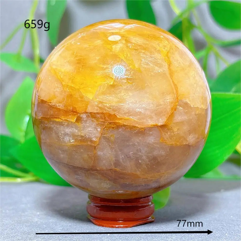 Golden Healer Sphere Crystal Natural Quartz Stone Home Decoration Minerals Love Beautiful Craft Gifts Energy Healing +Stand