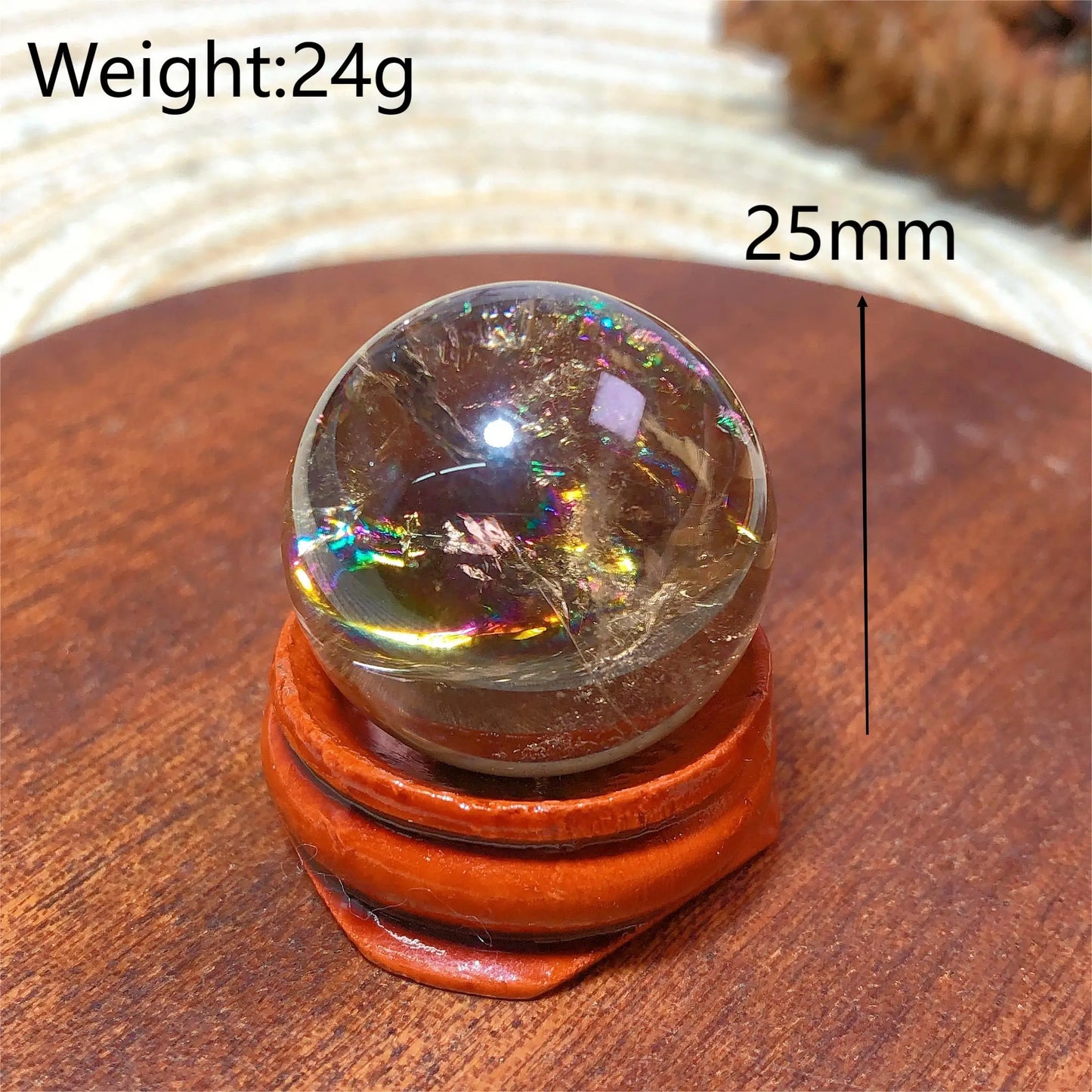 Natural Crystals Smokey Quartz Mini Rainbow Sphere Cute Size Carckle Ball Home Decorations Polished Mineral Energy Precious Gift