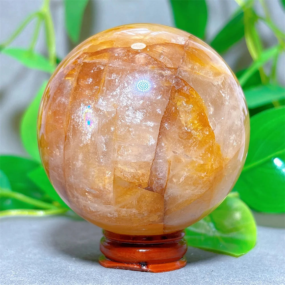 Golden Healer Sphere Crystal Natural Quartz Stone Home Decoration Minerals Love Beautiful Craft Gifts Energy Healing +Stand
