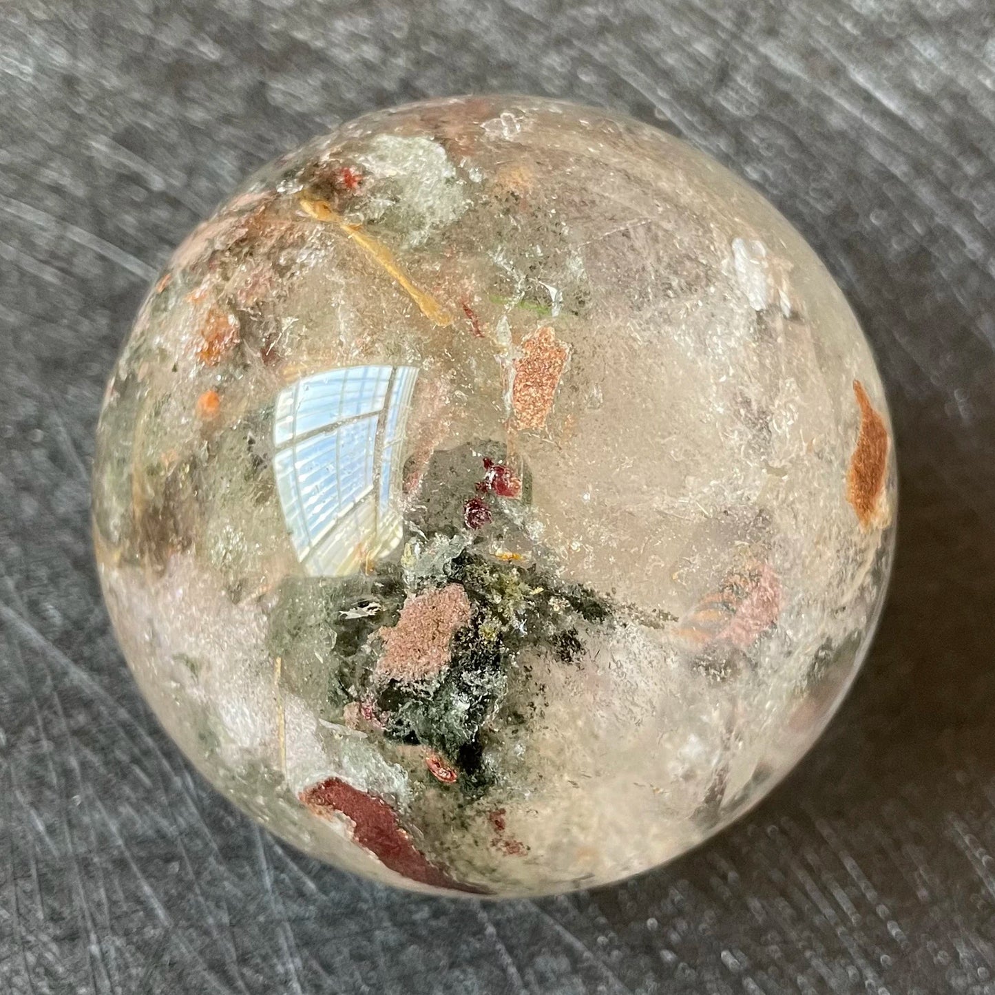 345g Natural Crystal Ball Green Phantom Sphere Tourmaline Rock Decoration Rough Polished Quartz Stone Healing A19