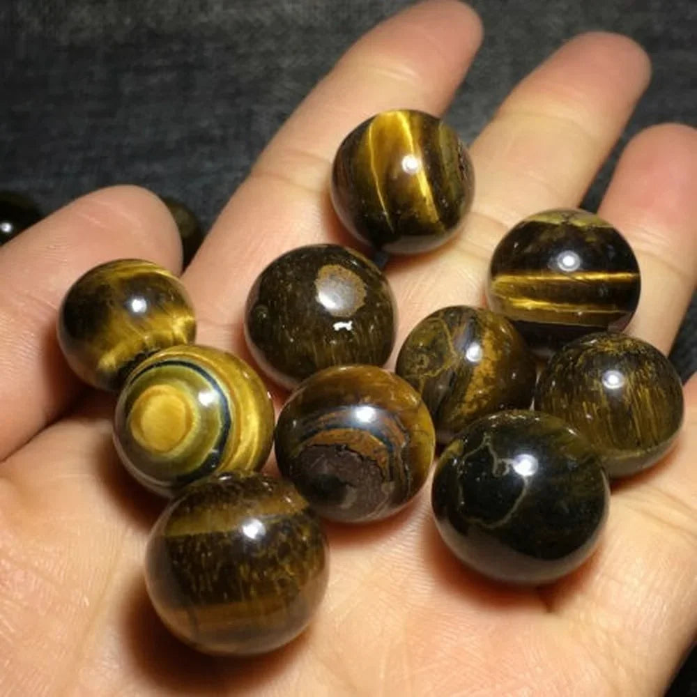 20mm Natural Tiger's Eye Crystal Sphere Ball Feng Shui Chakra Mineral Collection Home Desk Decor