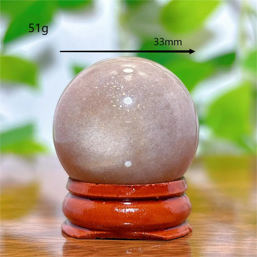 Moonstone With Gold Sun Sphere Crystal Natural Stone Quartz Home Decoration Minerals Reiki Craft Gifts Energy Healing Spiritual