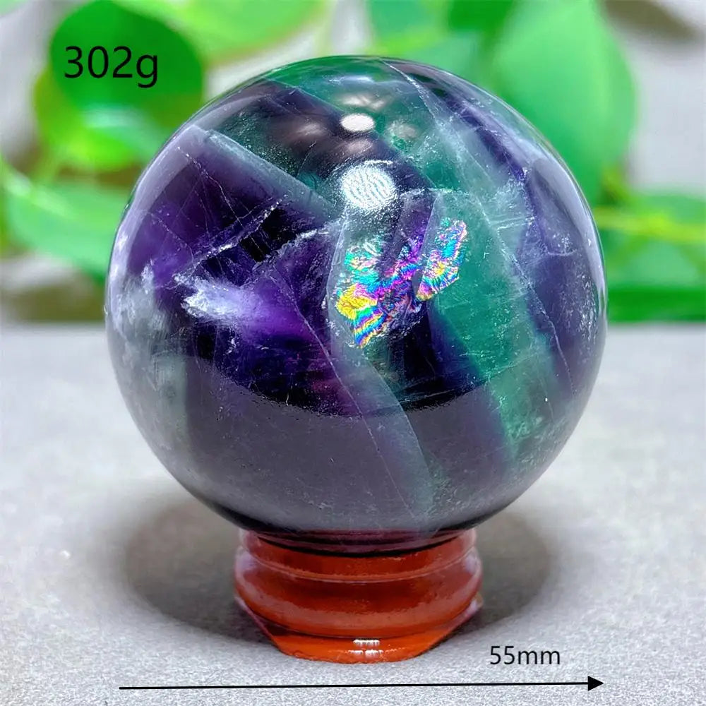 Feather Fluorite Sphere Crystal Natural Stone Quartz Stone Minerals Home Decoration Reiki Craft Gifts Energy Healing Love Luck