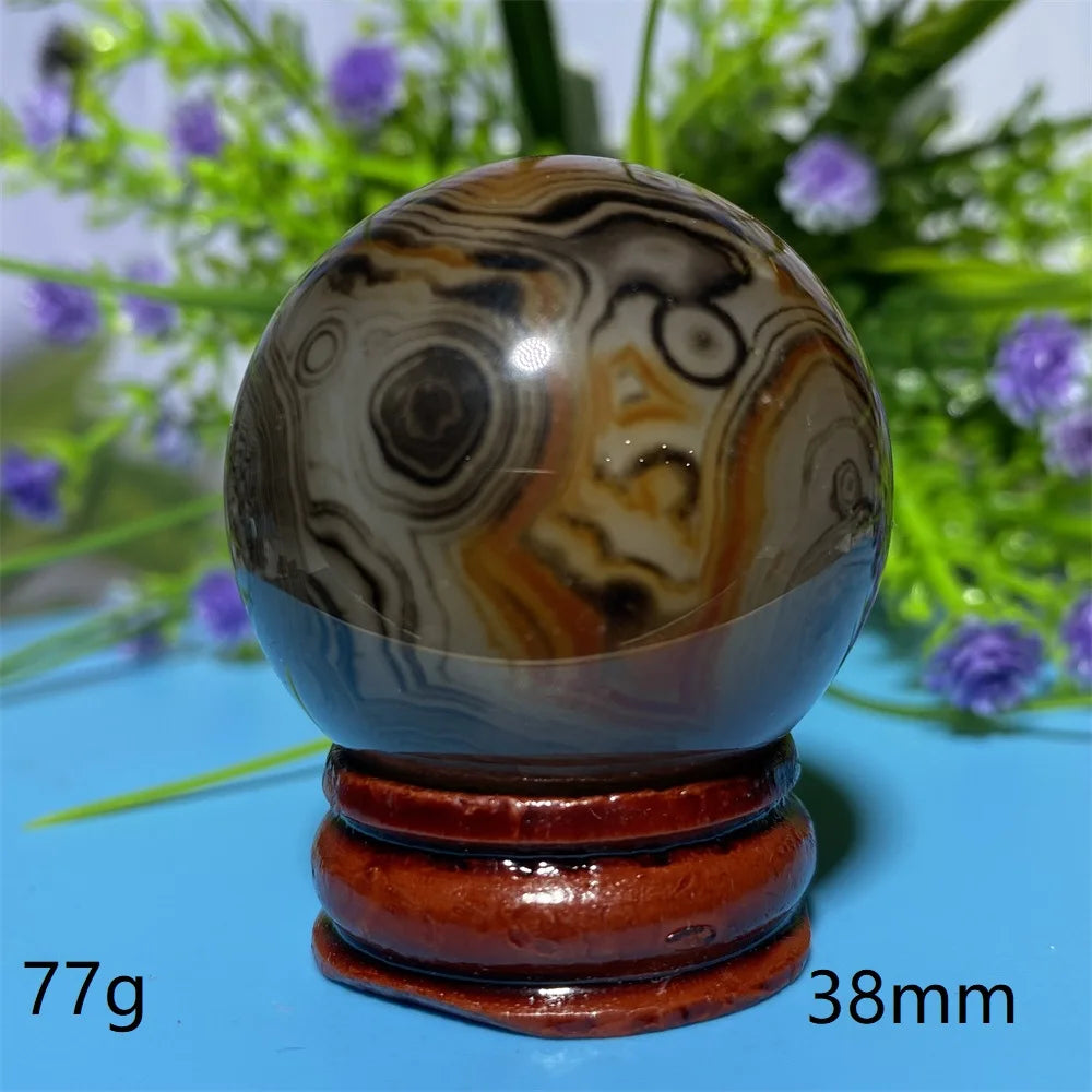Natural Crystal Sardonyx Winding Agate  Ball Mineral Specimen Smooth  Quartz Sphere  Reiki Healing Gift Stone Home Decoration